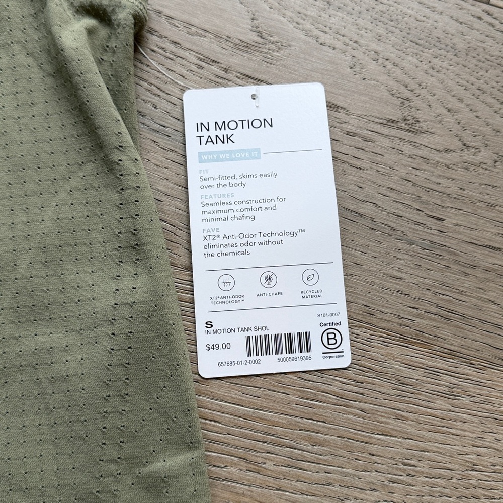 NWT Athleta ‘In Motion’ Perforated Sleeveless Tank Top (Small) - Shadow Olive - Picture 3 of 5